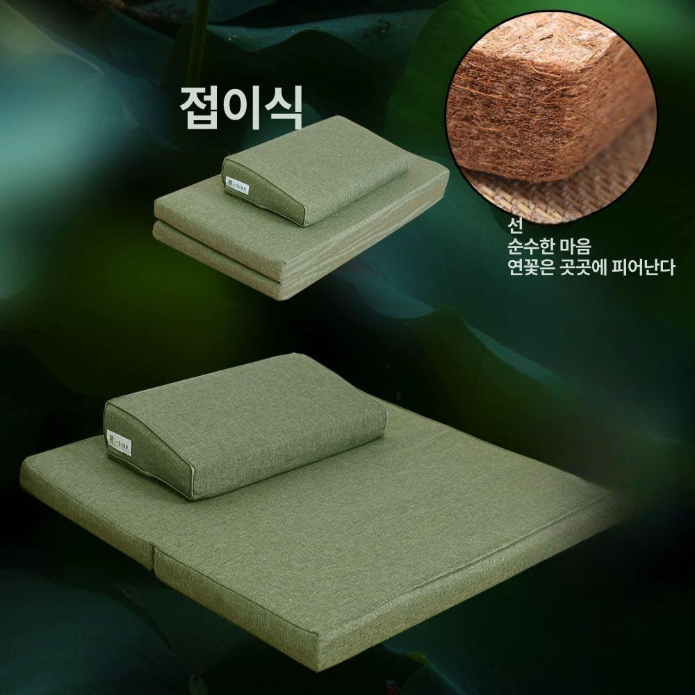 108배 명상 절방석 다도 좌복 참배 사찰 스님 불교 예배용 푹신한 좌선 방석 대방석  매직그레이뉴차이니즈 60Lx60W 상하단매트 - 상세 이미지 5