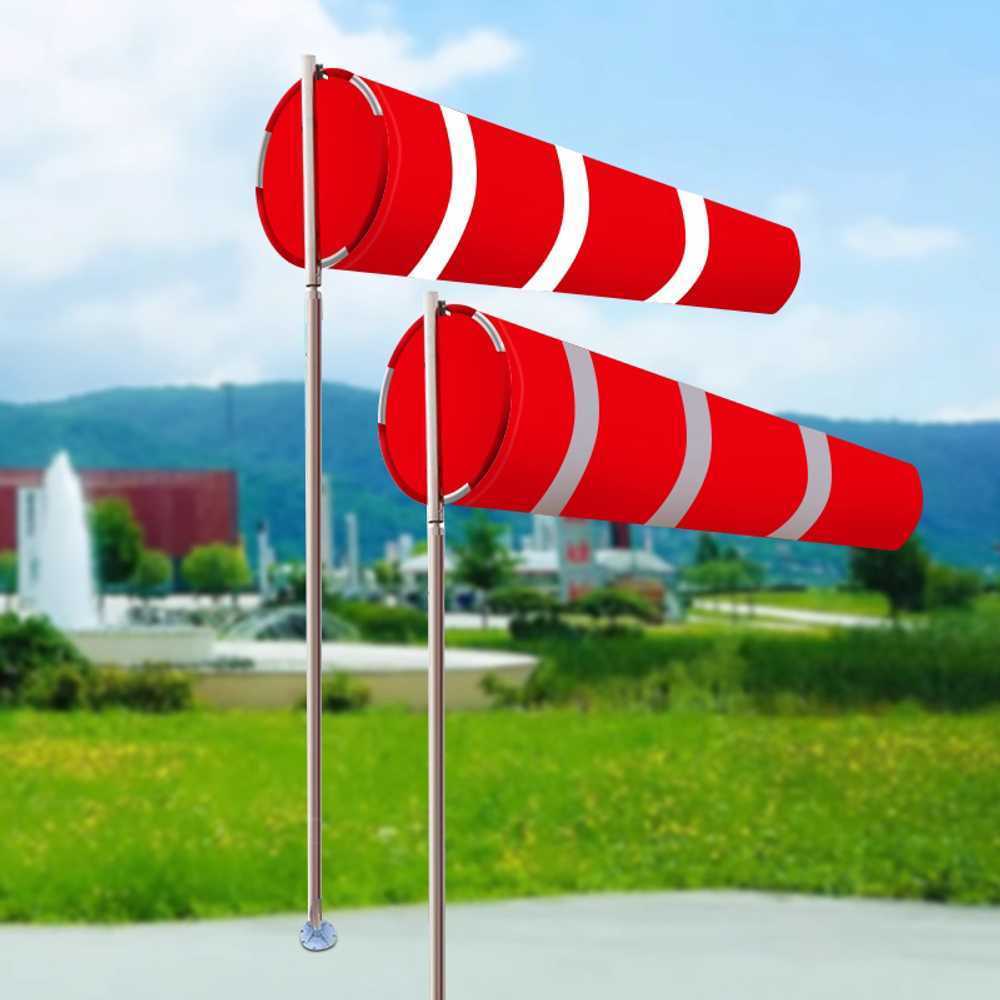 풍향 윈드삭 대형 공항 항만 바람 방향 확인 장치 0.8m 레드화이트 윈드삭+2m링폴 - 상품 이미지