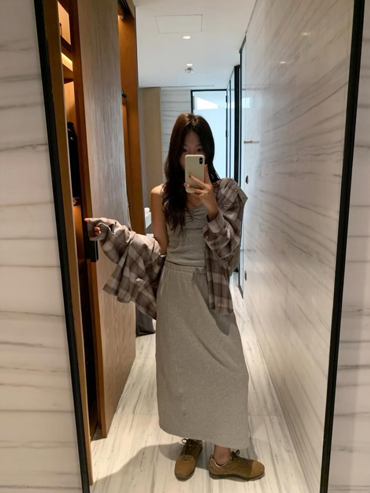 캐주얼 무드 오버핏 후드 여성 체크 셔츠 남방 간절기 긴팔 여자 가을 셔츠 남방 - 상세 이미지 4