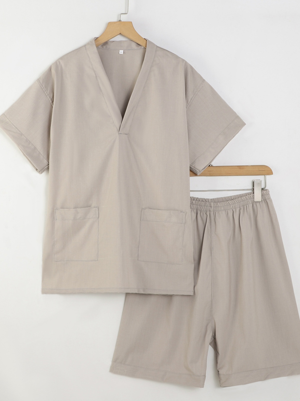 찜질방옷 숯가마 황토찜질 사우나 가운 찜질방 남녀 마사지복 황토 찜질복 마사지 잠옷 남성용 베이지 XL - 상품 이미지