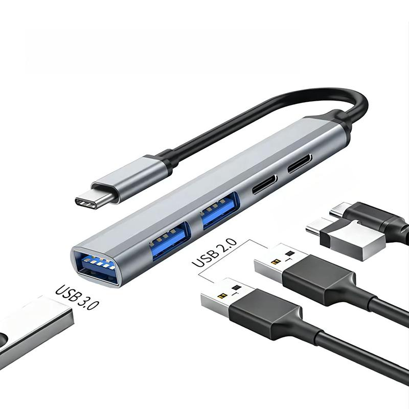 마이크로 초슬림 USB 멀티 리더기 블랙박스 카드리더기 핸드폰 외장형 sd카드 5-in-1 2+Type-C+PD 1m - 상품 이미지