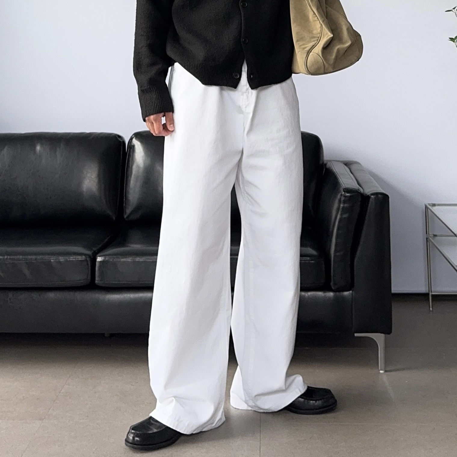 1+1 남자흰바지 치노팬츠 남자통바지 남성가을면바지 - 상세 이미지 3