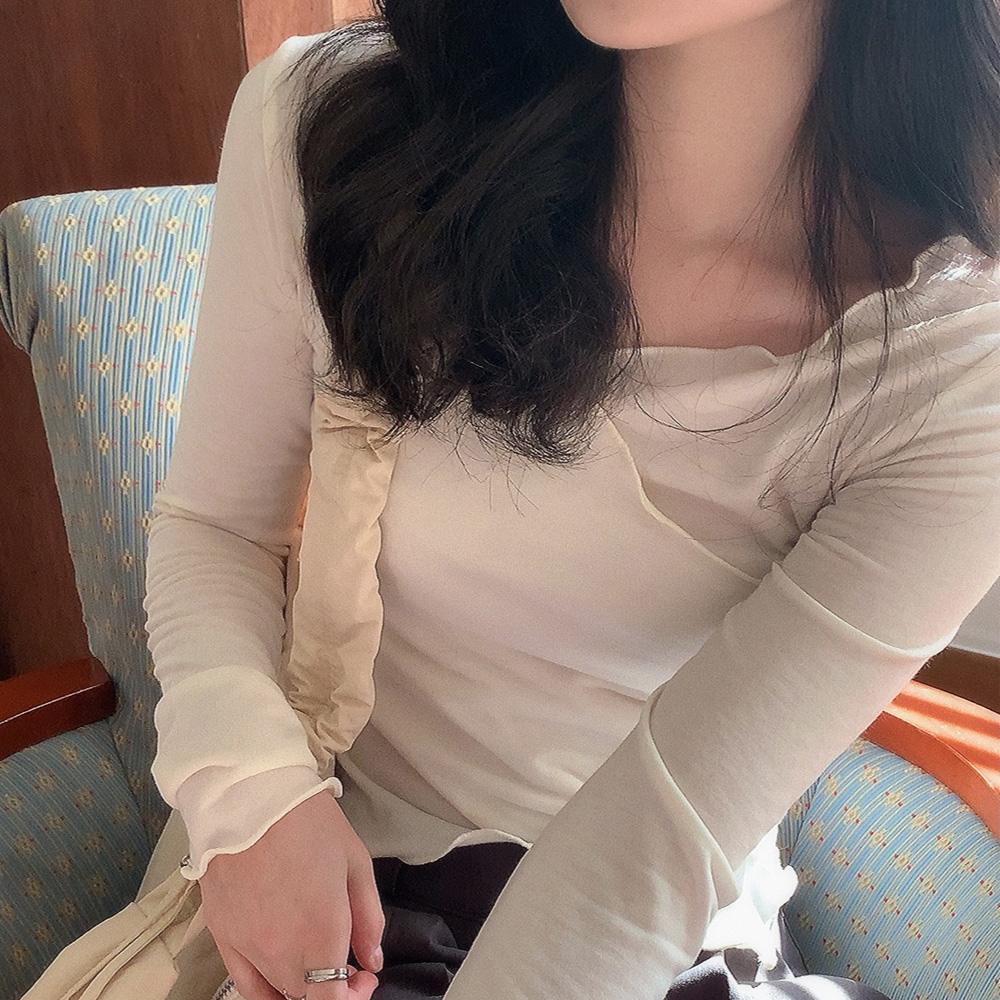 데일리즈 여성 데일리 발레코어룩 속기모브이넥티 스판 언발긴팔티 자체제작 - 상세 이미지 4