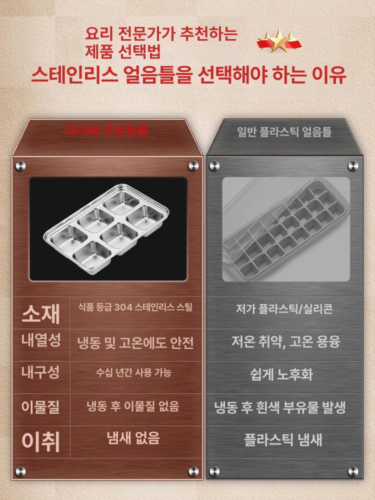 스텐 양주 아이스트레이 핸들 얼음틀 칵테일 하이볼 가정용 냉동 냉동고 급속 스테인레스 스테인리스 - 상세 이미지 3