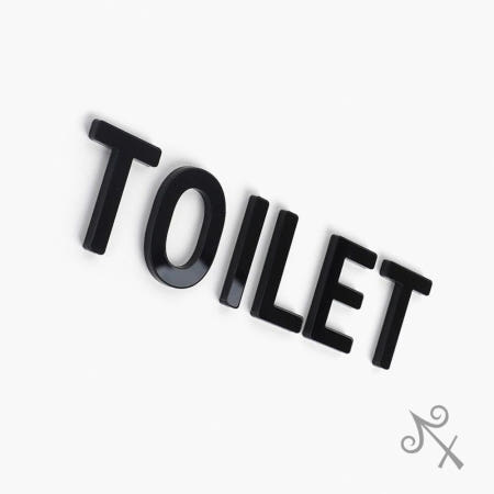[컬러웨이브OEM]캔캔토토 부착식 TOILET 블랙 입체사인 안내판 입체문자 화장실문패 표지판스티커