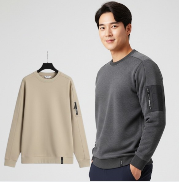 볼빅골프 남성 가을 깔끔한 세미 라운넥 필드룩 골프웨어 긴팔 티셔츠