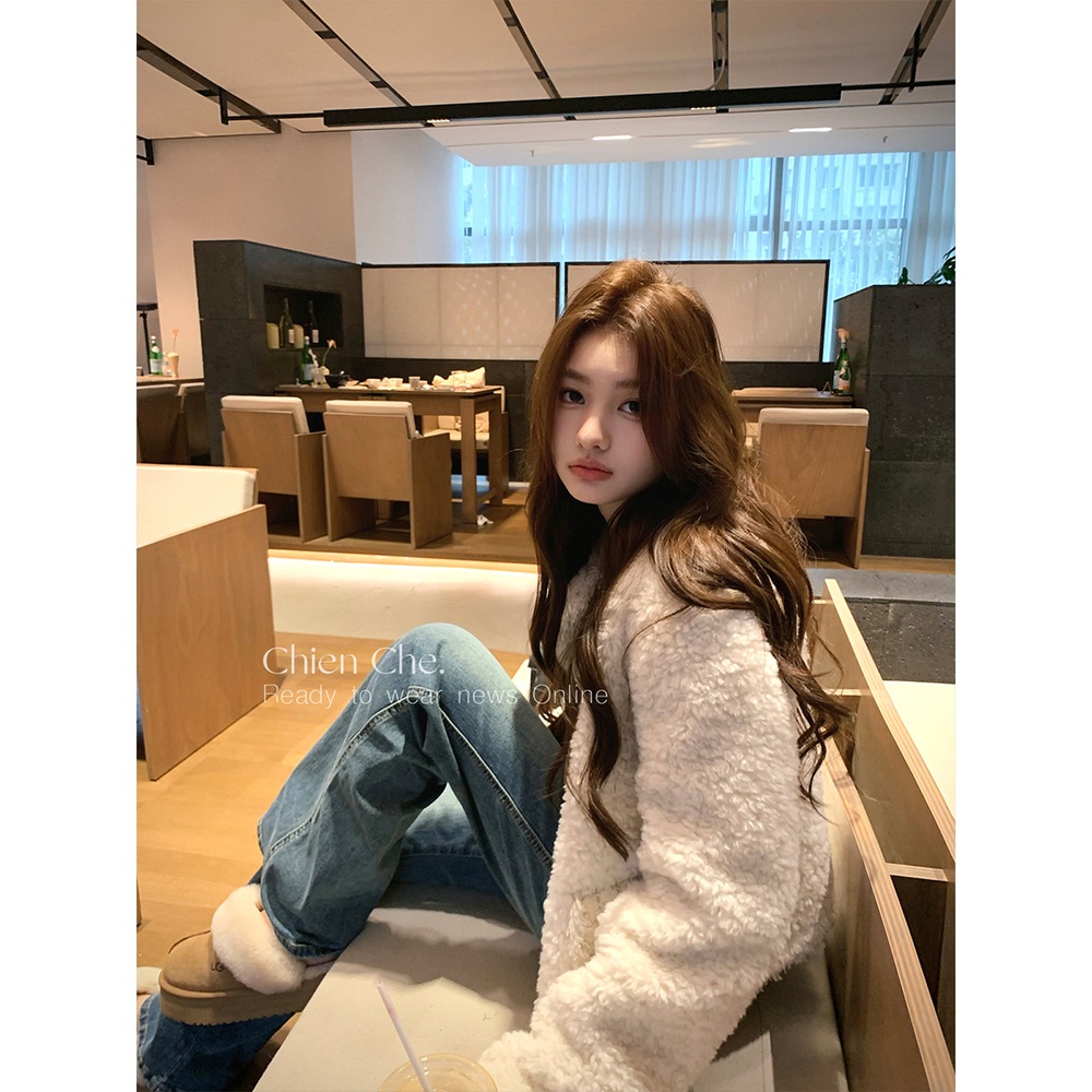 와이드 플레어진 데님 팬츠 포켓 디테일 레트로 워시드 블루 - 상세 이미지 5