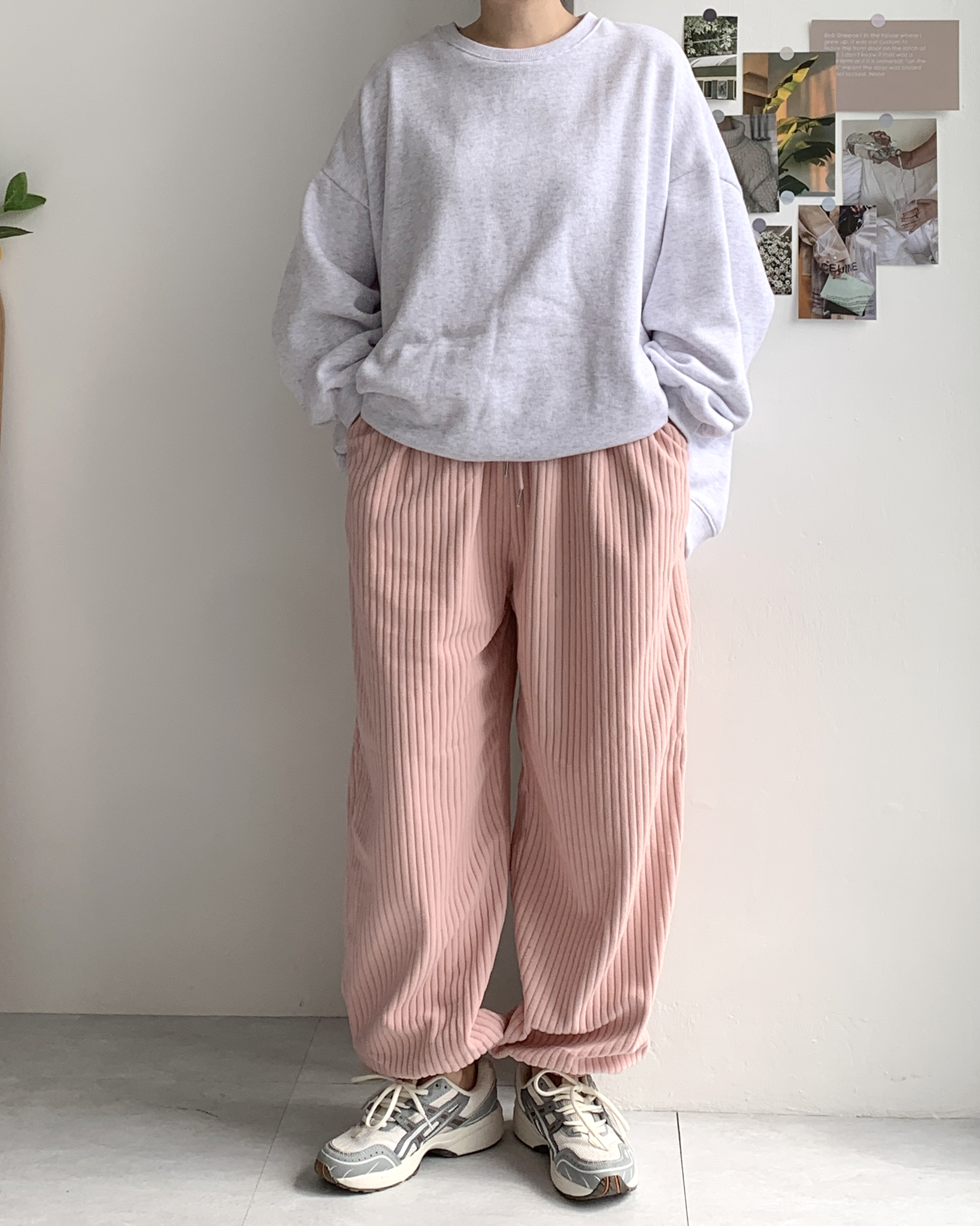 패치 골지 코듀로이 골덴 소라 조거팬츠 겨울 트레이닝팬츠 - 상세 이미지 5