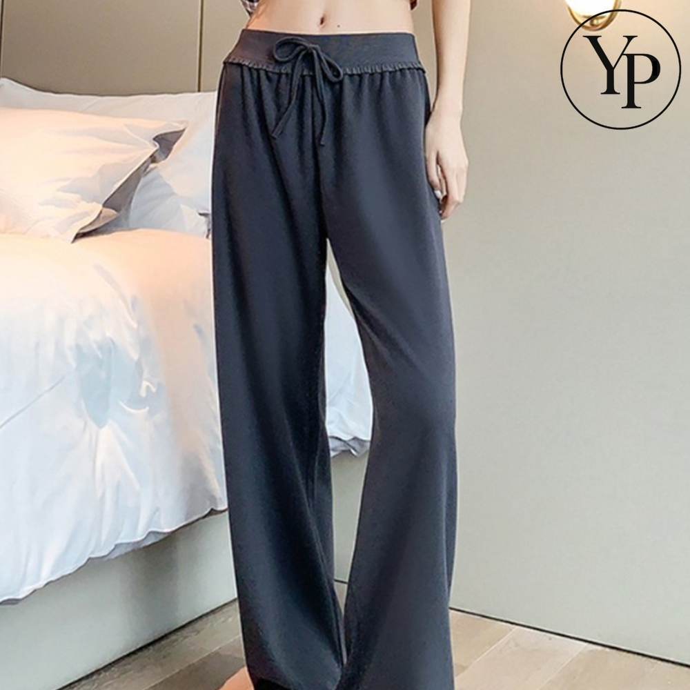 여성 와이드 쿨 팬츠 냉장고 아이스 냉감 하이웨스트 밴딩 꾸안꾸 츄리닝 데일리 패션 - 상품 이미지