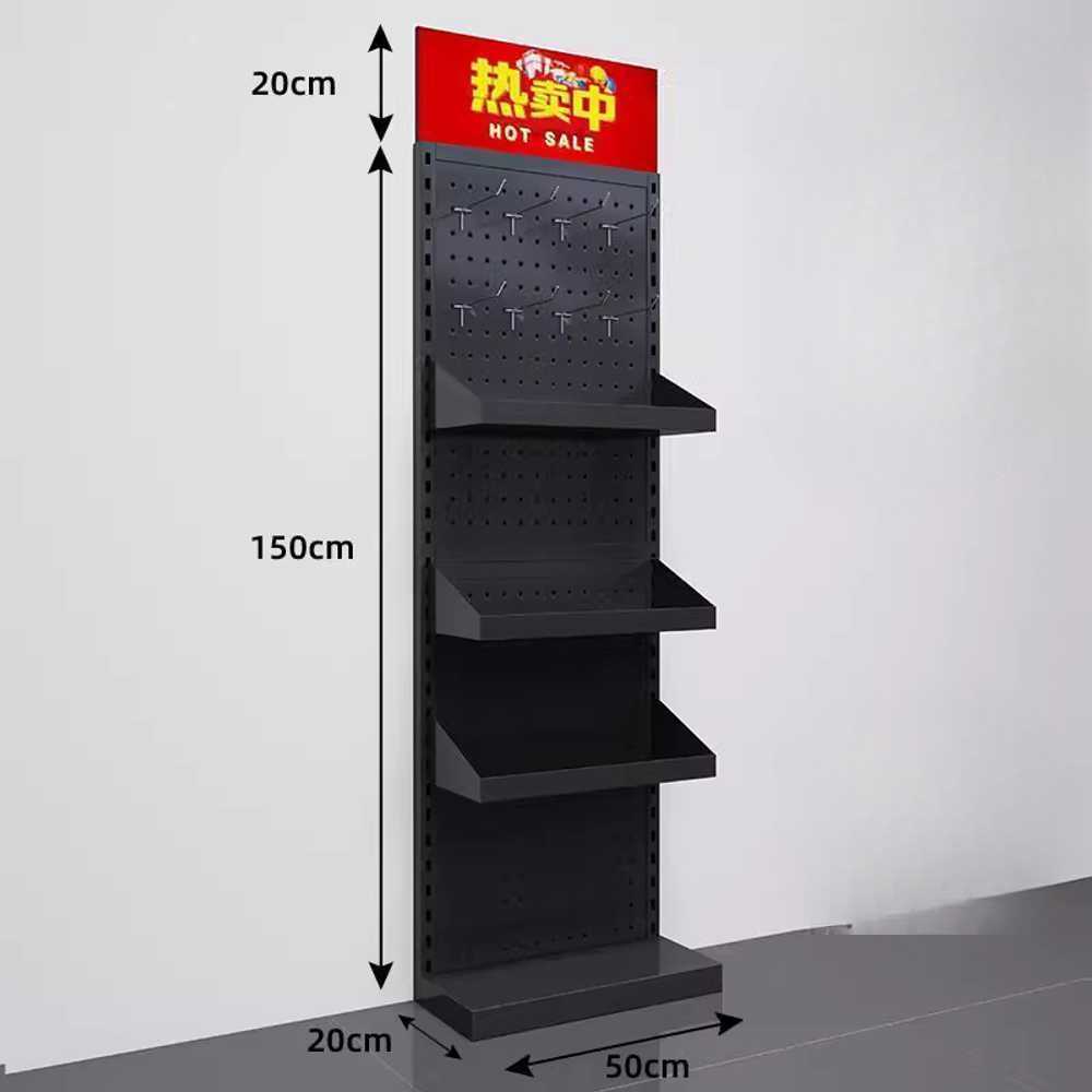 철제 타공판 매대 공구 걸이 전시 진열 선반 거치대 화이트 40x20x150cm + 4단 - 상세 이미지 2