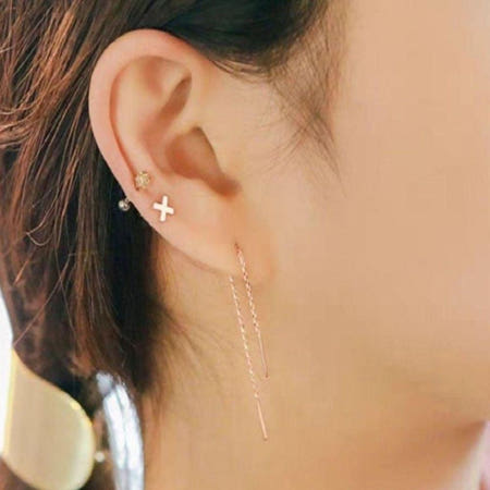 925 실버 은 드롭 귀걸이 2개 한쌍 10015