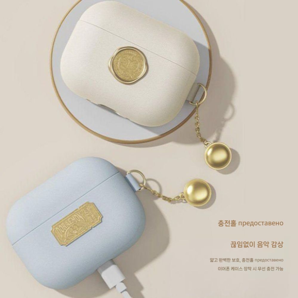에어팟 프로3 케이스 도라에몽 펜던트 고급 가죽 커버 - 상세 이미지 5