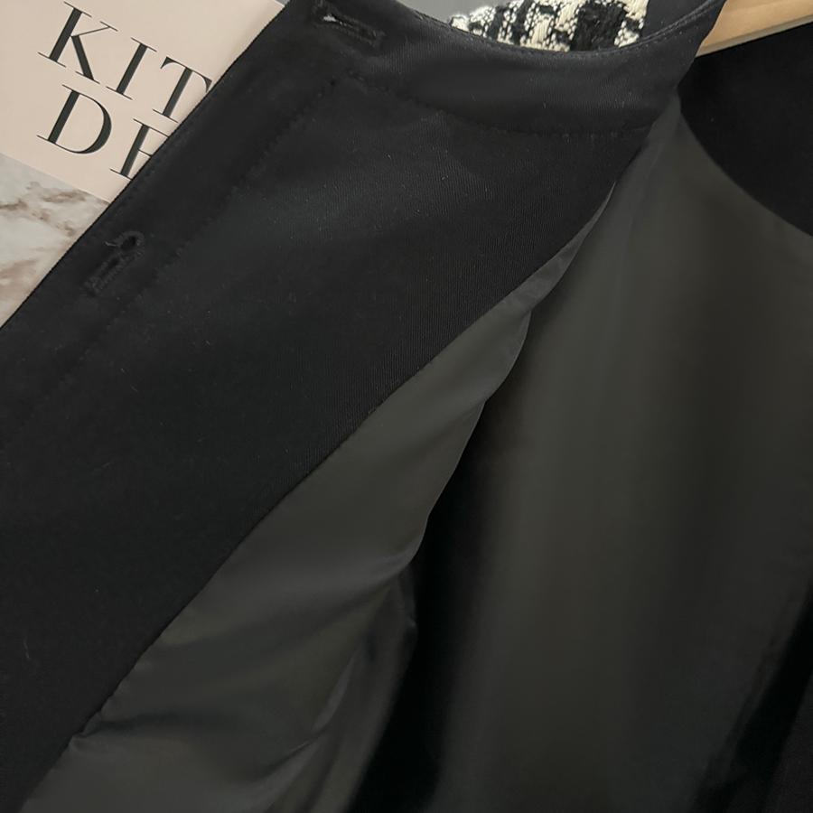 트위드 숏 자켓 재킷 하객룩 블랙 화이트 체크 블랙 앤 화이트 체크 S 47.5kg 미만 - 상세 이미지 2