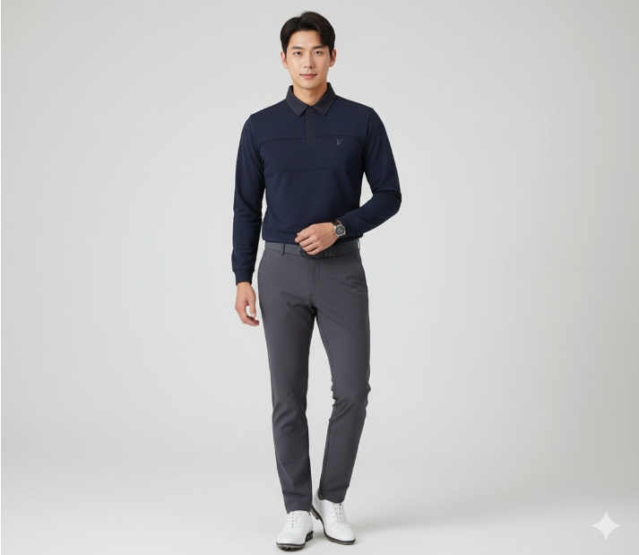 볼빅 골프 남성 가을 심플 스타리시한 필드룩 골프웨어 카라 티셔츠 - 상세 이미지 5