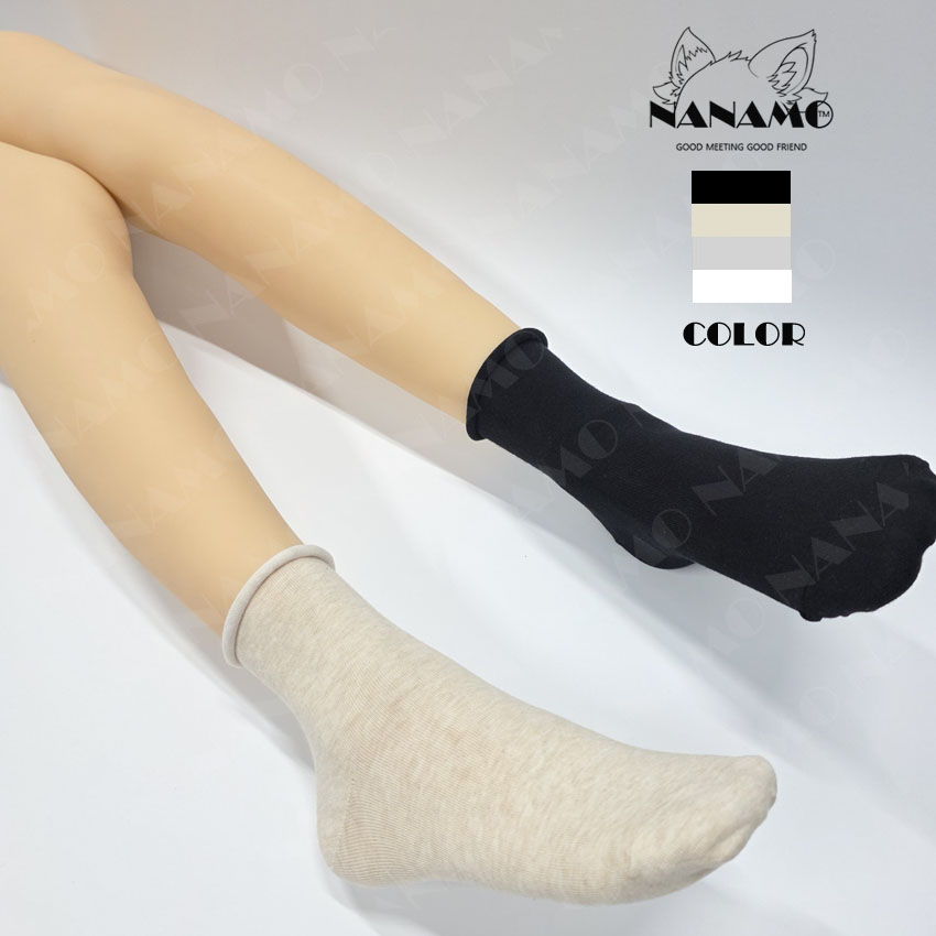 나나모 여성 무압박 무지 돌돌이  중목양말 5켤레 - 상품 이미지