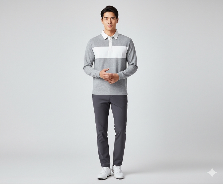 볼빅 골프 남성 가을 심플 스타리시한 필드룩 골프웨어 카라 티셔츠 - 상세 이미지 4