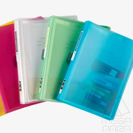 MEGAPARA협력사 도하름 청운 칼라칩 클리어화일 A5 40매 PP 연두 리포트화일 파일꽂이 종이보관집