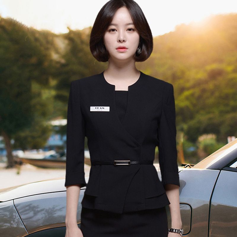 병원 유니폼 성형외과 카운터 데스크 정장 실장 블랙 칠부 상담 여성 사무복 간호사 피부과 - 상세 이미지 3
