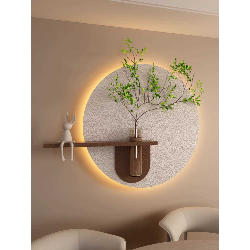 식물 액자 화분 인테리어 거실 카페 자연 감성 소품 A형 원형 50mm LED(전선)+리모컨 - 상품 이미지