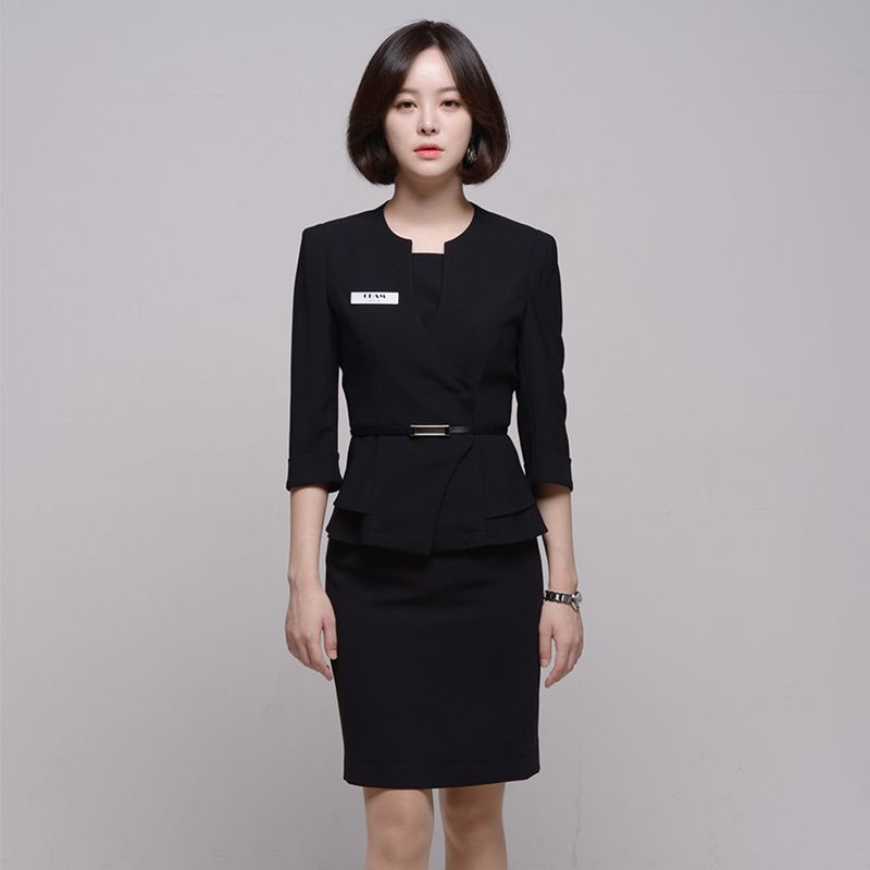 병원 유니폼 성형외과 카운터 데스크 정장 실장 블랙 칠부 상담 여성 사무복 간호사 피부과 - 상품 이미지