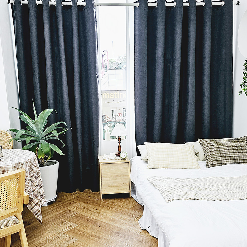 벽뚫지않는 암막커튼+힘센 압축봉 세트 다크그레이, 450x235cm(가로225cm2장)