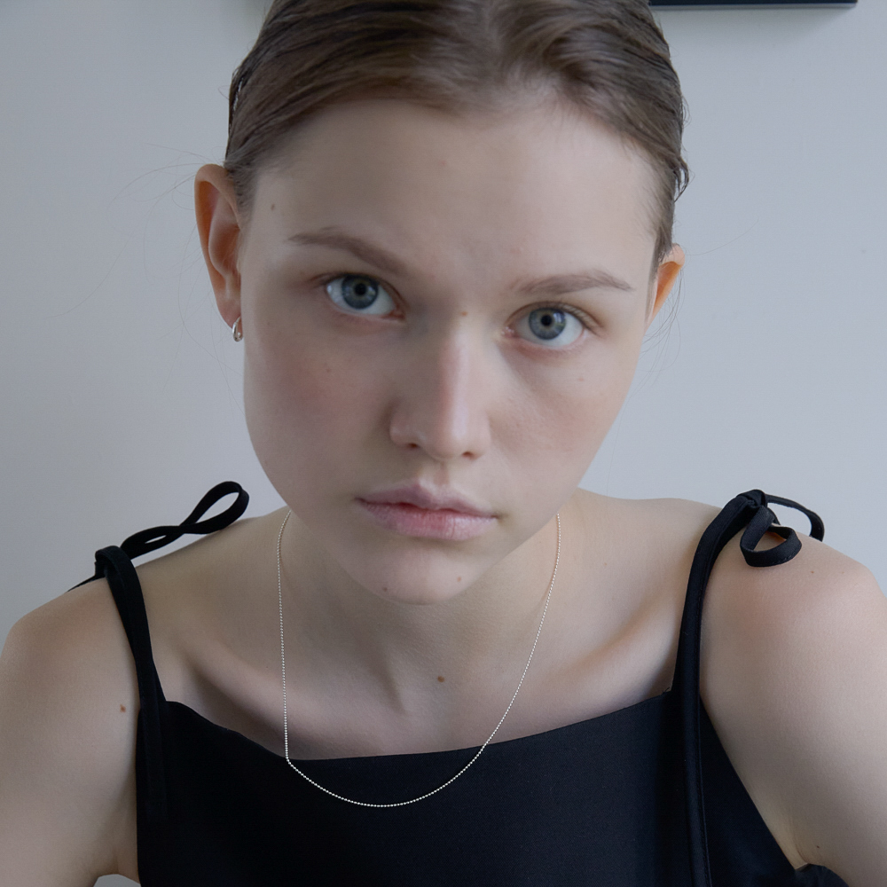 실버925 은 볼 체인 롱 목걸이 볼드 - 상세 이미지 3