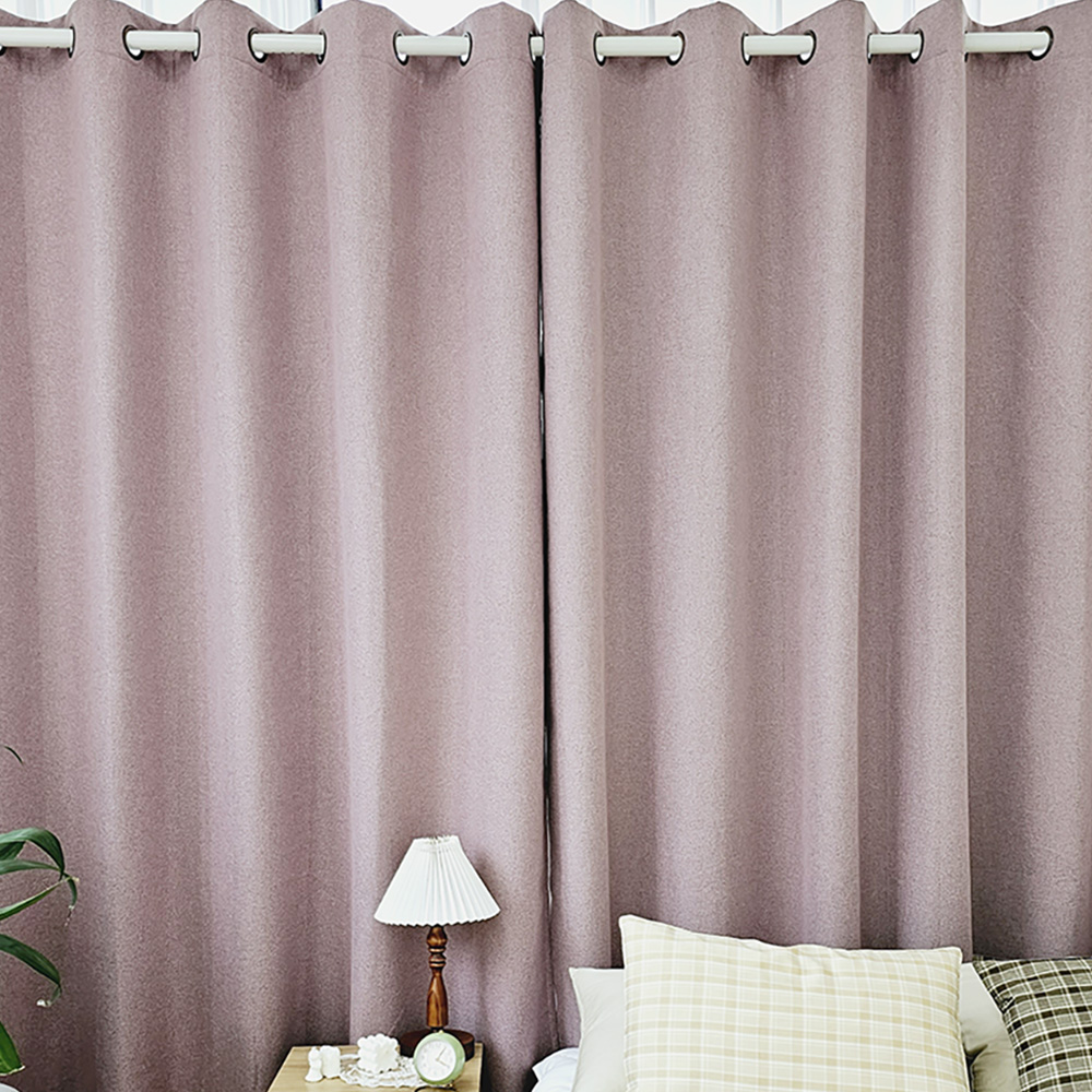 벽뚫지않는 암막커튼+힘센 압축봉 세트 핑크퍼플, 600x235cm(가로300cm2장)