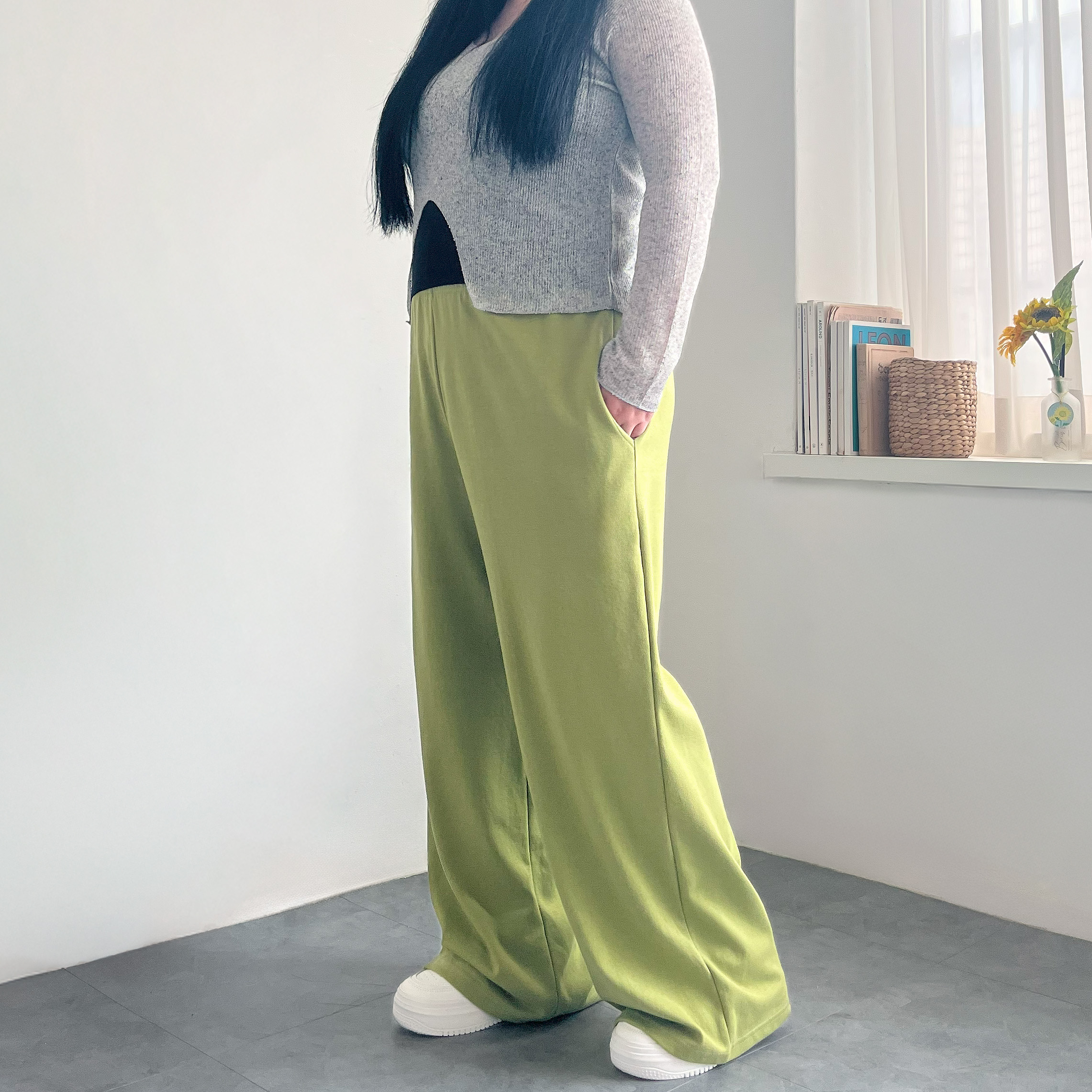 여성와이드트레이닝팬츠 신축성좋은 편한 여자통바지 키작녀 - 상세 이미지 3