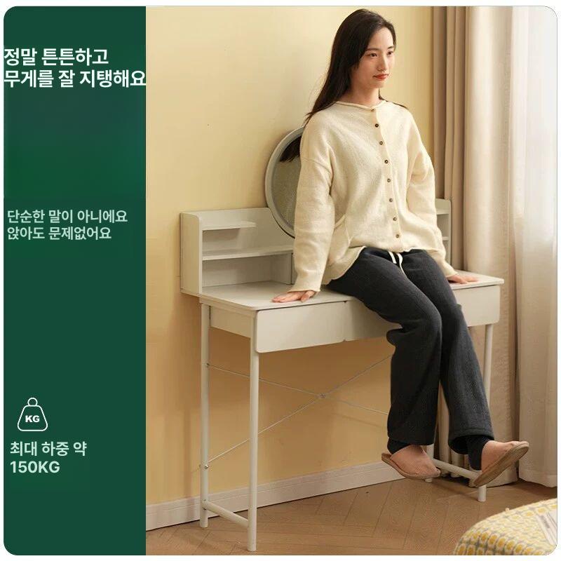 거울 미니화장대 서랍 원룸 북유럽 화장대 수납 스툴 미니 세트 - 상세 이미지 4