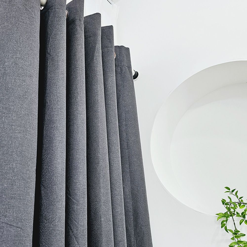 벽뚫지않는 암막커튼+힘센 압축봉 세트 다크그레이, 225x235cm