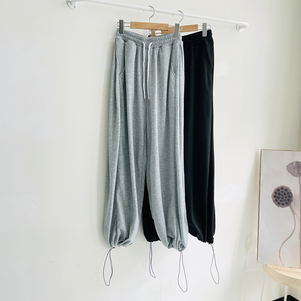 사이드 핀턱와이드팬츠 여성조거팬츠 밴딩 트레이닝 바지 - 상세 이미지 3