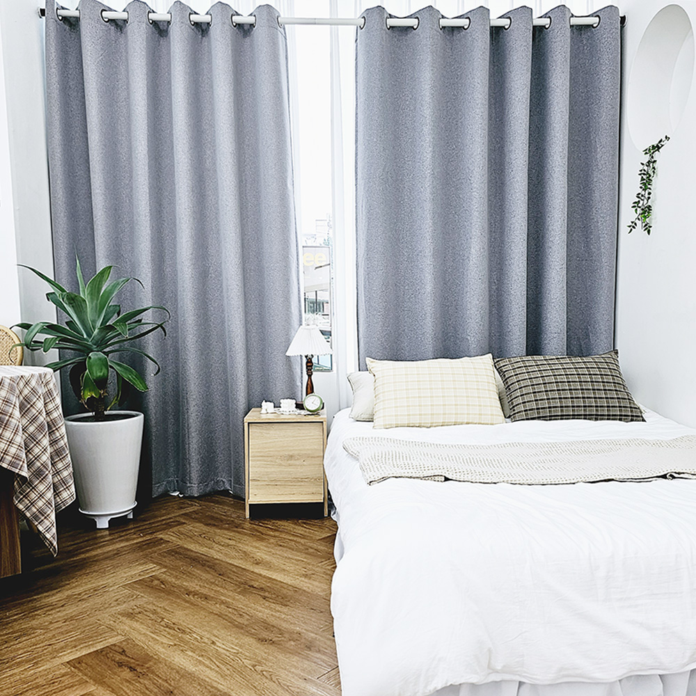 벽뚫지않는 암막커튼+힘센 압축봉 세트 라이트그레이, 600x235cm(가로300cm2장)