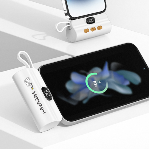 아이폰 갤럭시 LED 2in1 일체형 도킹형보조배터리 5000mAh - 상세 이미지 4