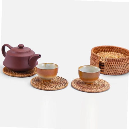 다데 라탄컵받침 라탄 티코스터 원형 컵 받침대 10cm 세트 DD-10926