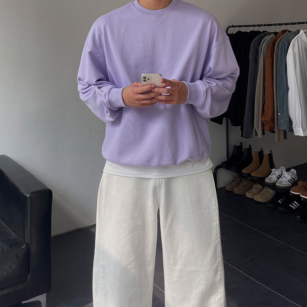 1+1 무지맨투맨 남자오버핏맨투맨 헤비웨이트 헤비코튼 이미지 6