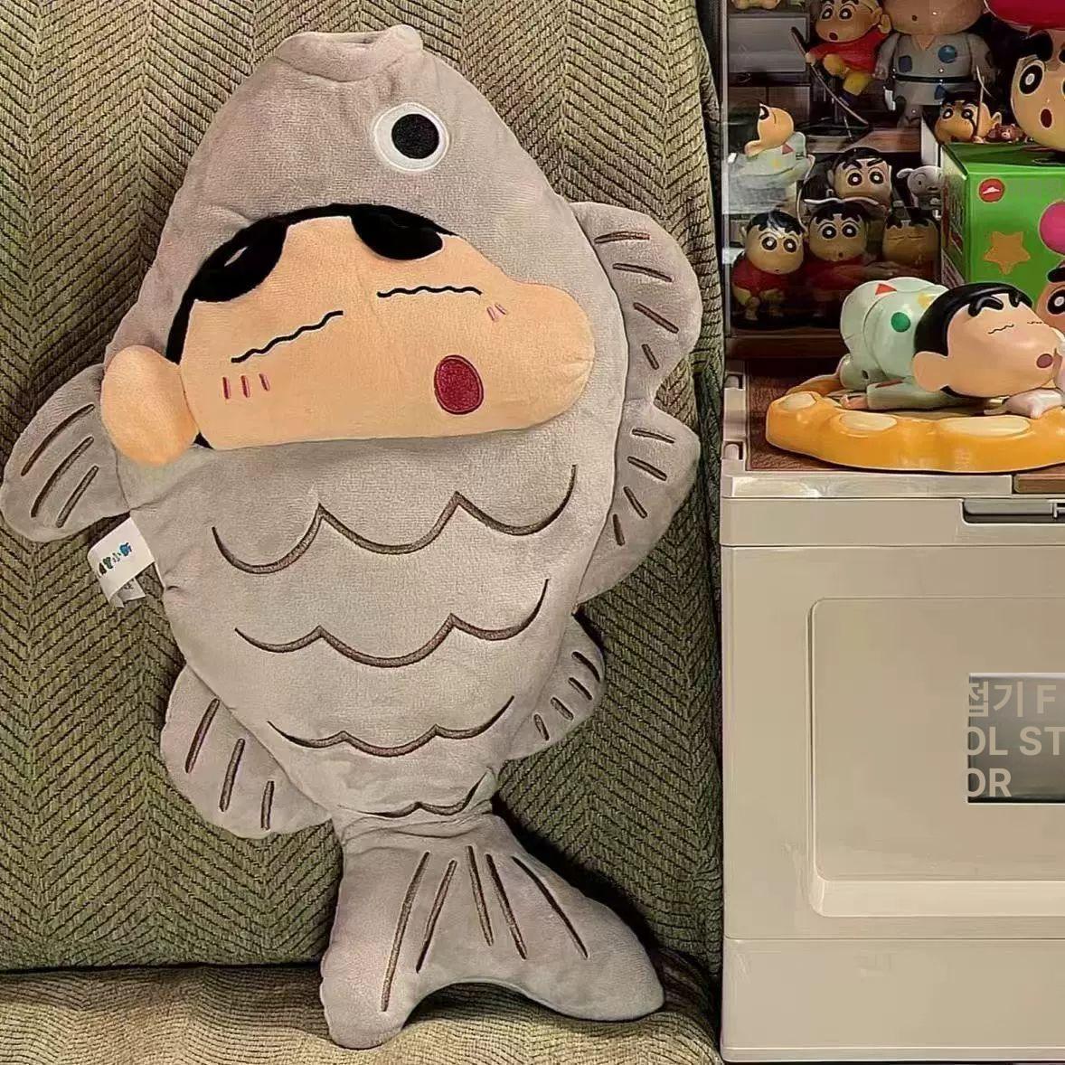 짱구 생선 베게 쿠션 대형 55cm 크레용신짱 재밌는 테이블 장식 소파 침대 의자 선물 - 상품 이미지