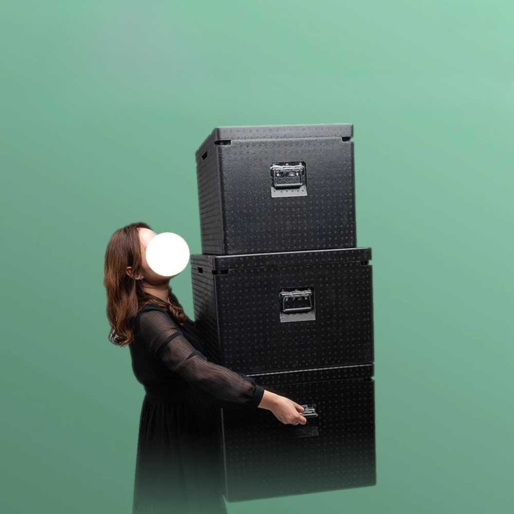 배달 박스 EPP 단열 도시락 음식 보관용 포장 박스 60L 크롬 손잡이 블랙 - 상세 이미지 4