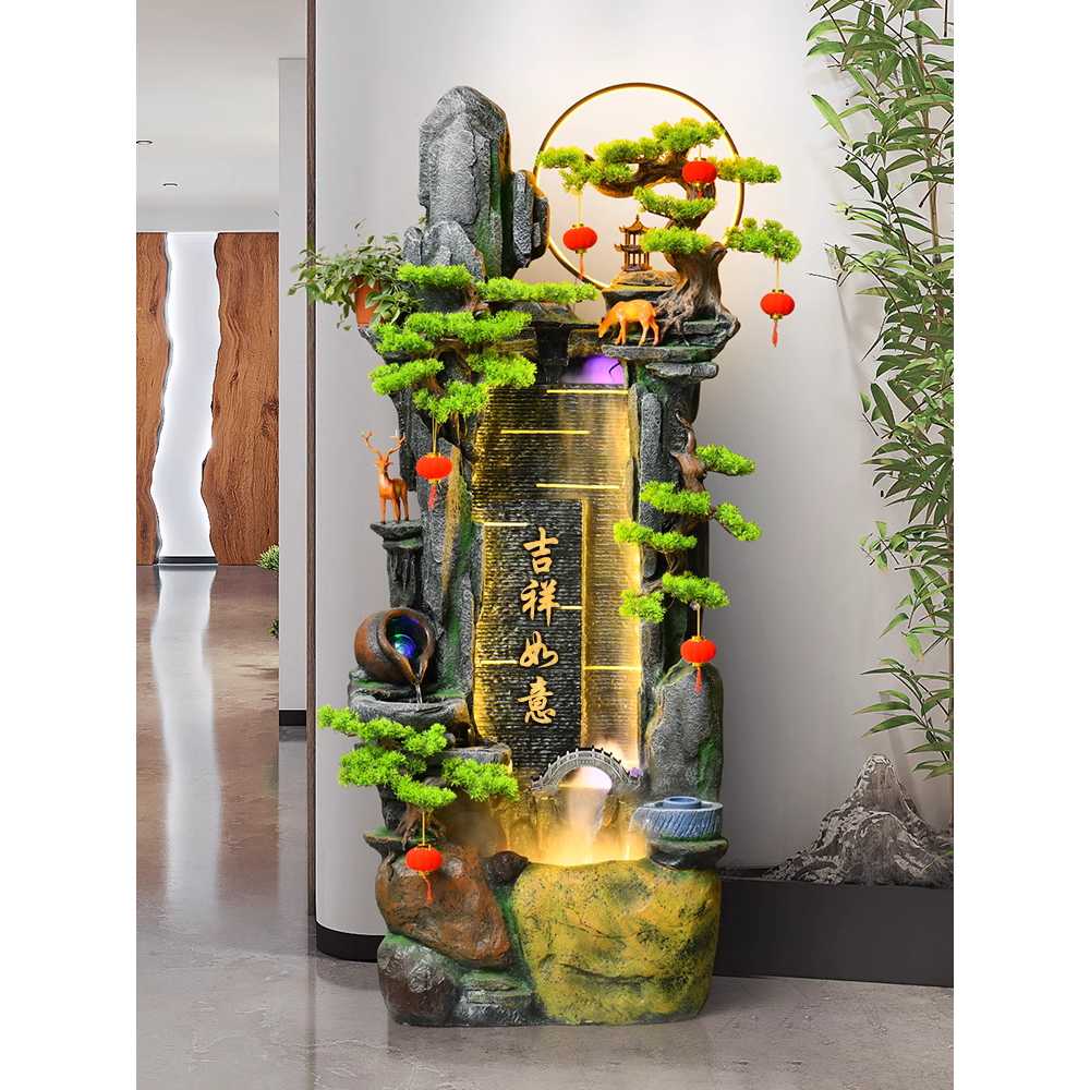 실내분수 인공폭포 천연가습기 식당 장식 가정용 풍수 48x35x118cm - 상세 이미지 3