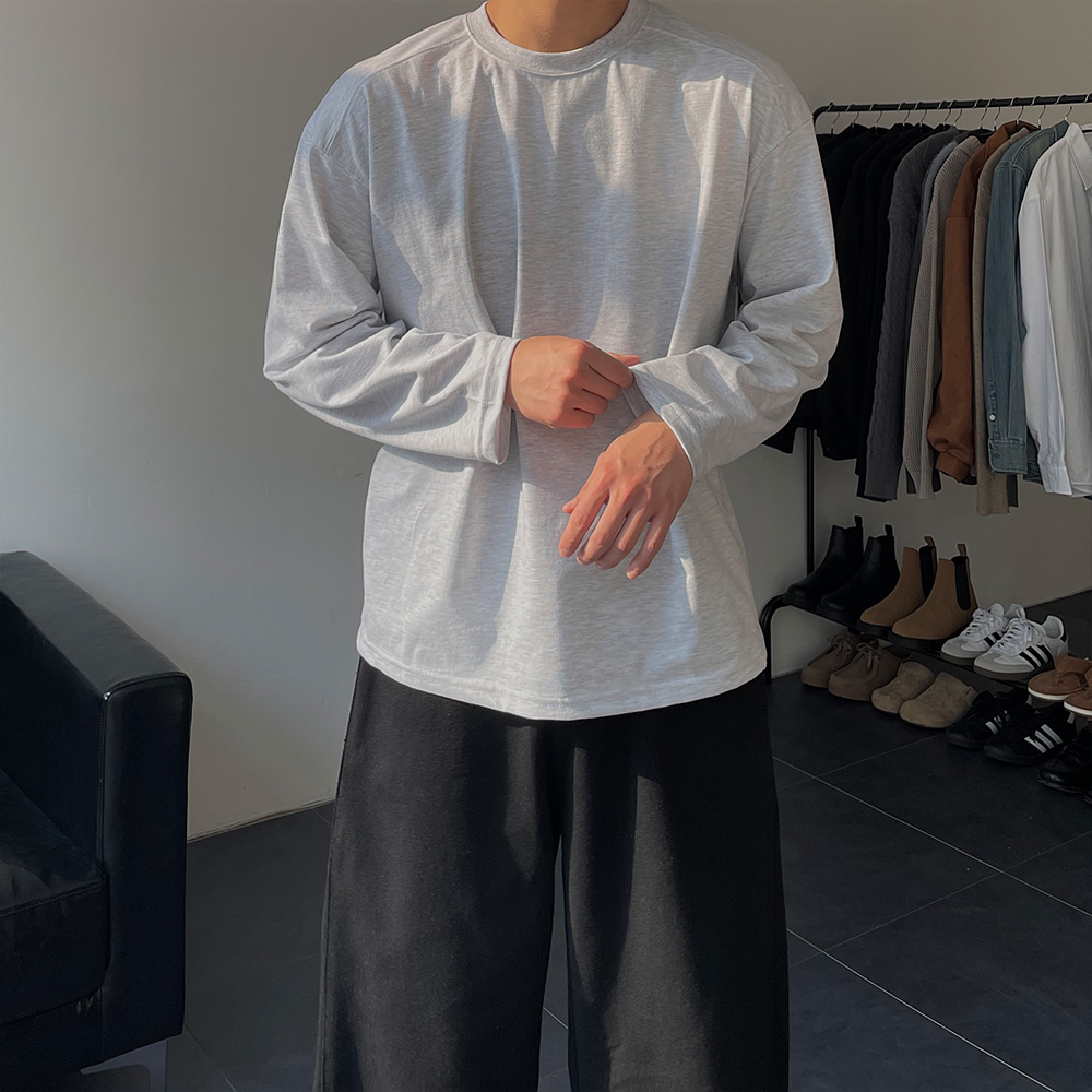 남자롱슬리브 긴팔무지티 무지티셔츠 쭉티 - 상품 이미지