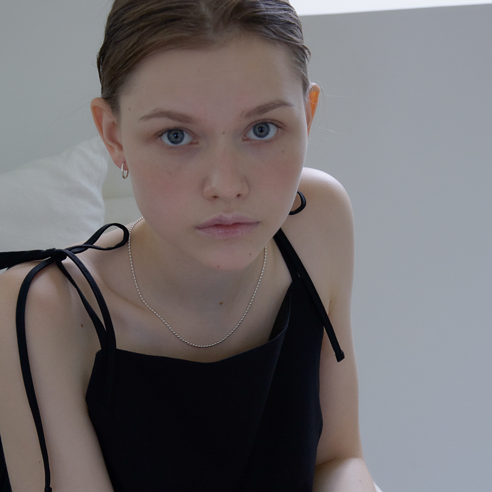 실버925 은 볼 체인 롱 목걸이 볼드 - 상세 이미지 4