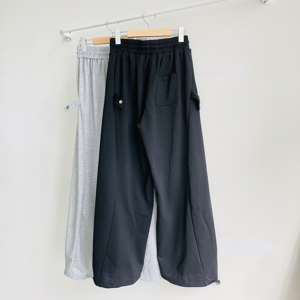 사이드 스냅 와이드팬츠 조거팬츠 여성 밴딩 트레이닝 바지 - 상세 이미지 2