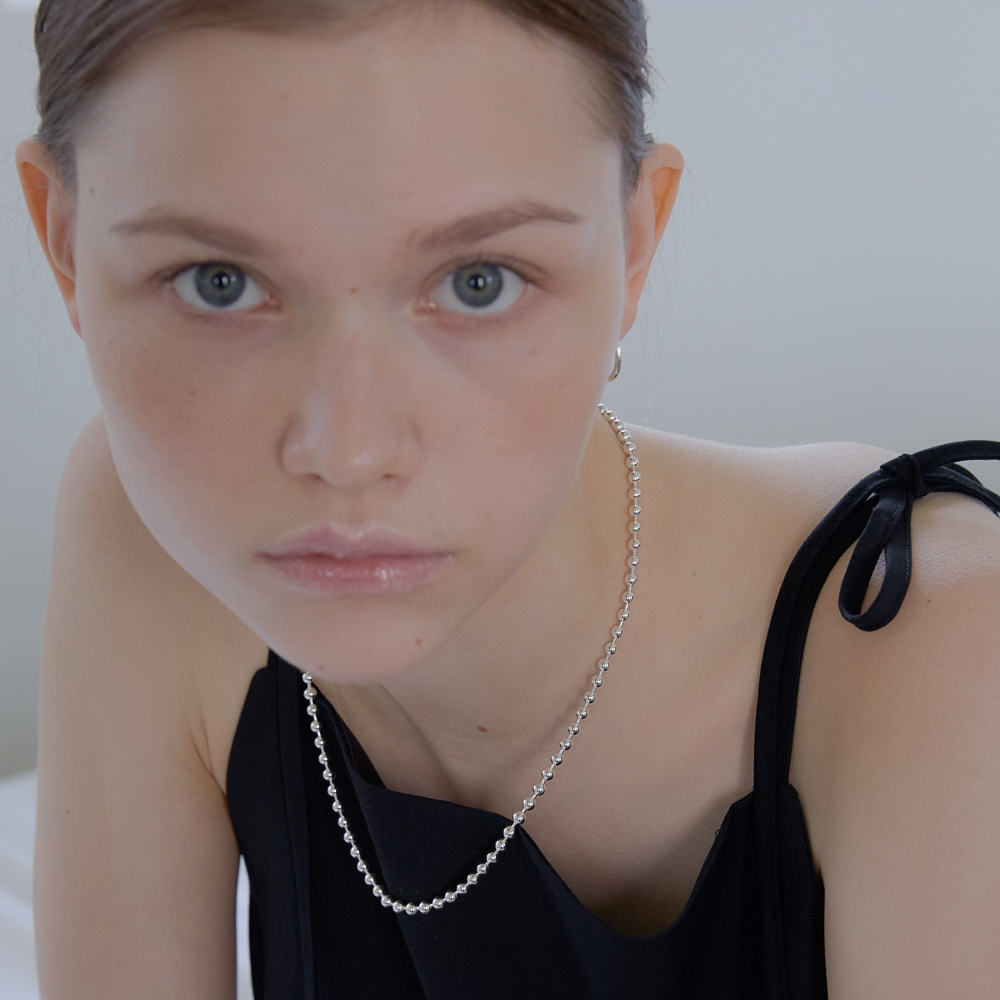 실버925 은 볼 체인 롱 목걸이 볼드 - 상세 이미지 5