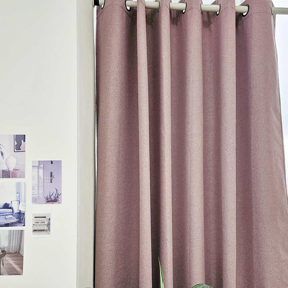 벽뚫지않는 암막커튼+힘센 압축봉 세트 핑크퍼플, 225x235cm