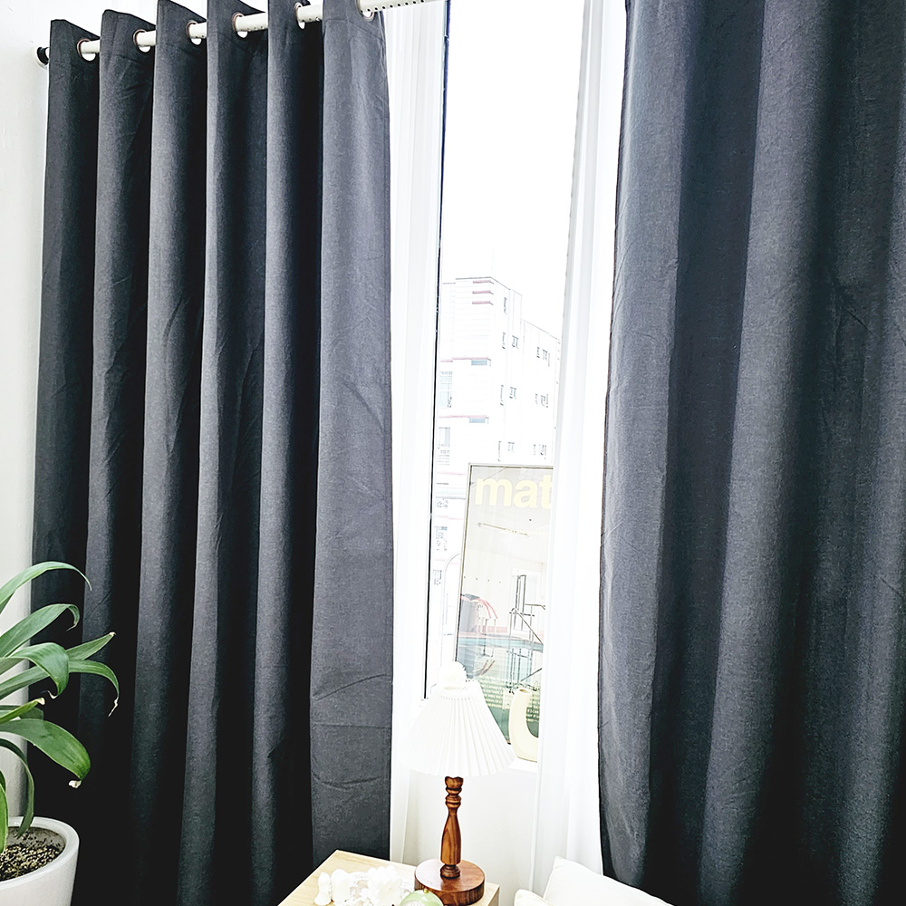 벽뚫지않는 암막커튼+힘센 압축봉 세트 다크그레이, 450x235cm(가로225cm2장)