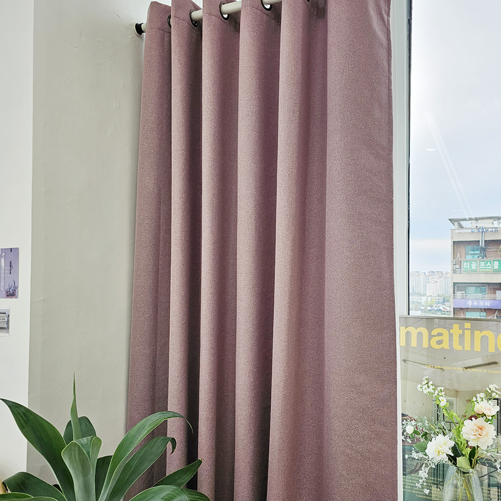 벽뚫지않는 암막커튼+힘센 압축봉 세트 핑크퍼플, 300x235cm