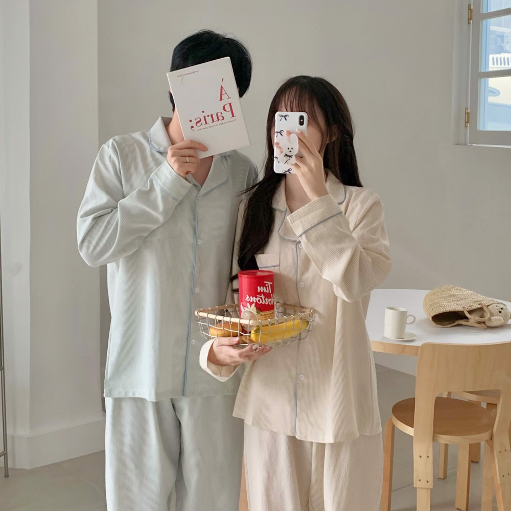커플파자마 빅사이즈잠옷 신혼부부잠옷 이지웨어 스트라이프 홈웨어 크리스마스 세트 - 상품 이미지