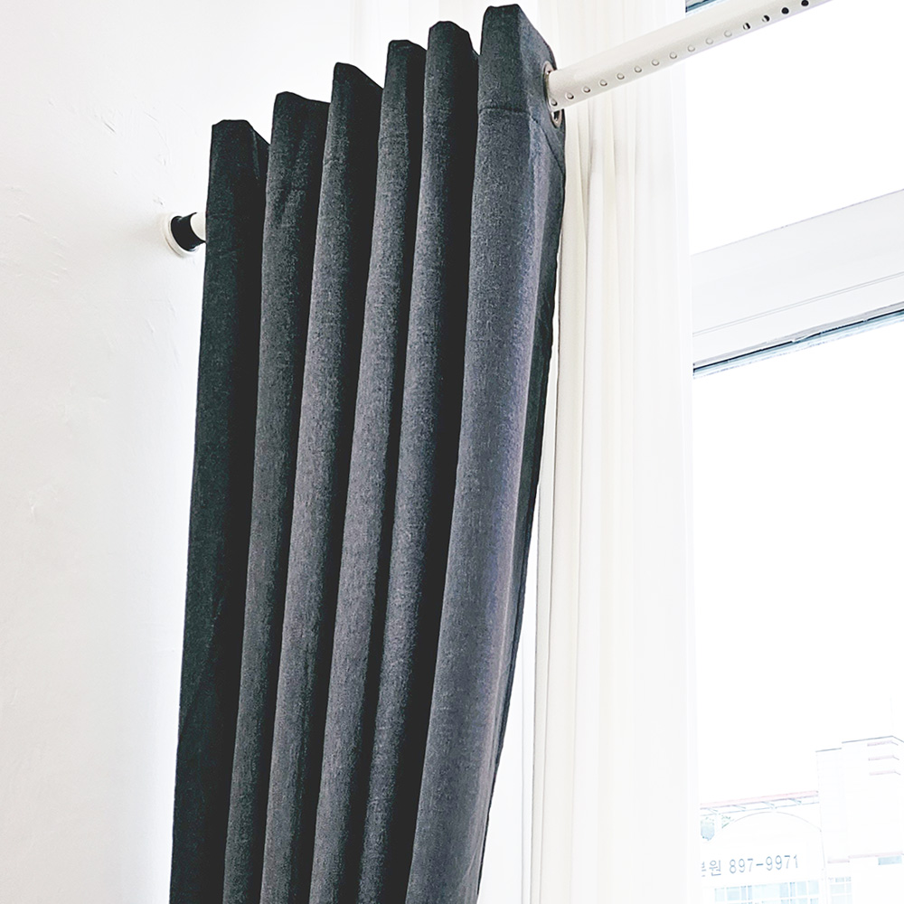 벽뚫지않는 암막커튼+힘센 압축봉 세트 다크그레이, 450x235cm(가로225cm2장)