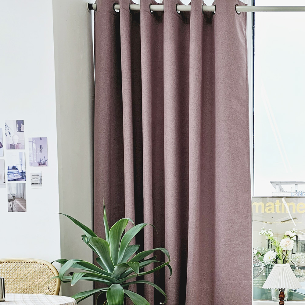 벽뚫지않는 암막커튼+힘센 압축봉 세트 핑크퍼플, 300x235cm