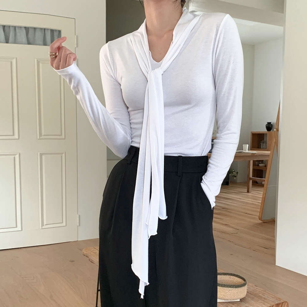 데일리즈 여성타이넥 블라우스티 슬림핏 자체제작 - 상세 이미지 2