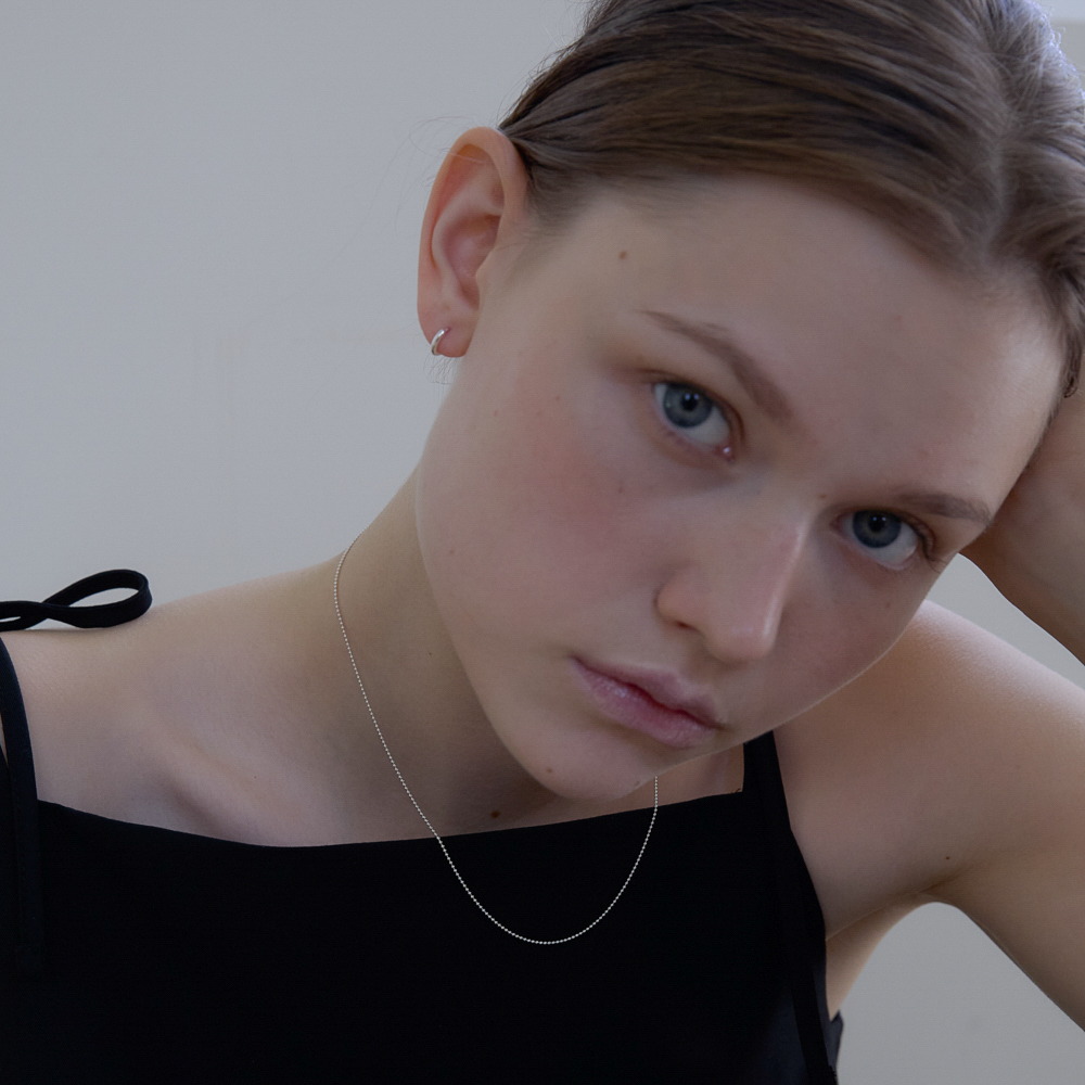 실버925 은 볼 체인 롱 목걸이 볼드 - 상세 이미지 2